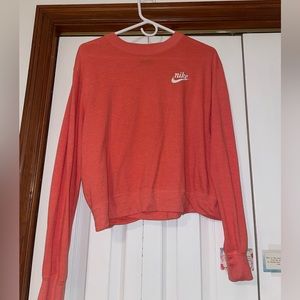 Women’s small Nike thin coral/pink crewneck with white lettering